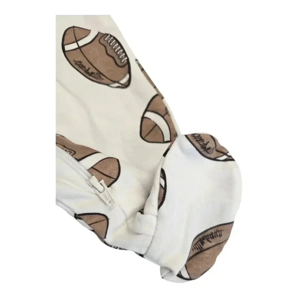 Preemie Football Footed Pajamas Bodysuit with Cuffed Sleeves and Zipper NWT